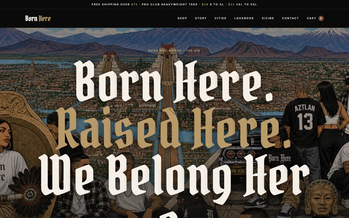Born Here Clothing website by Landon Scales
