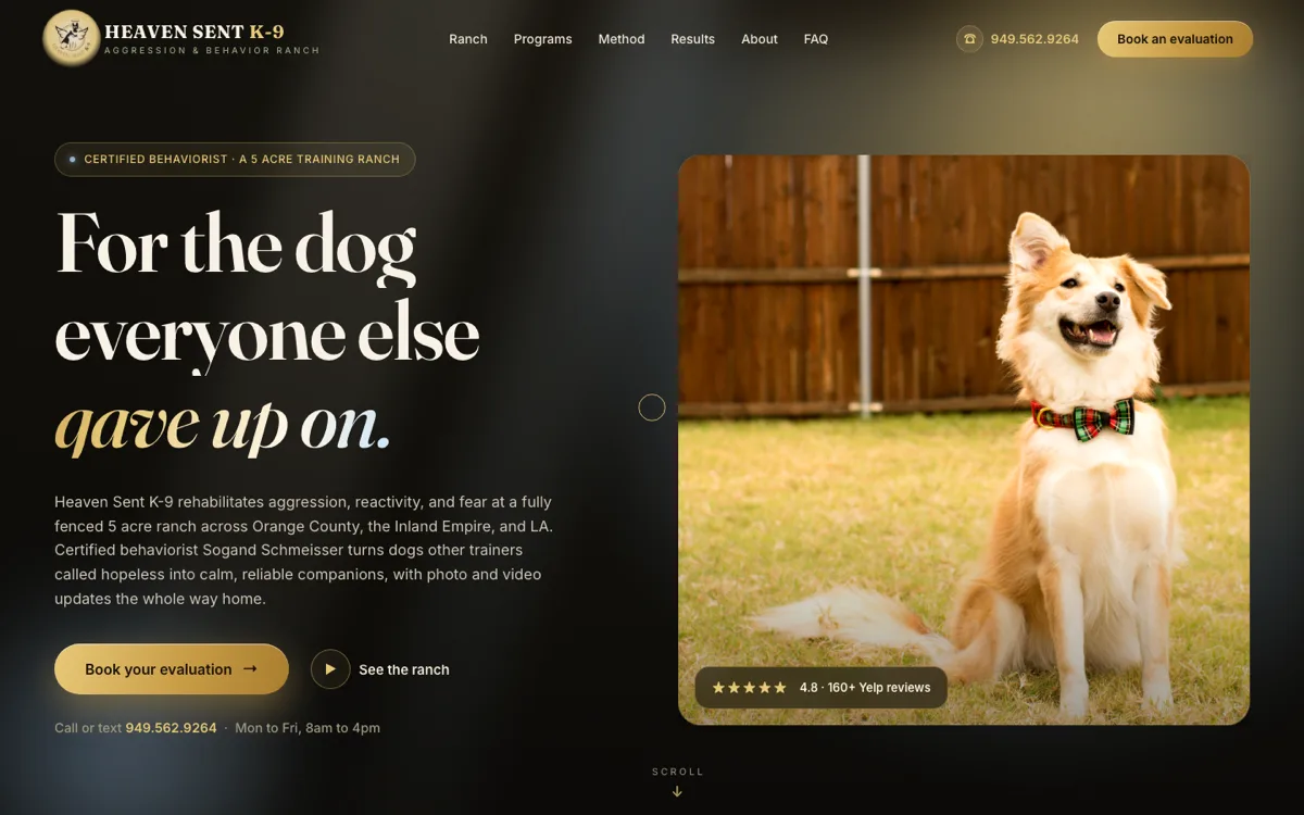 Heaven Sent K-9 website by Landon Scales