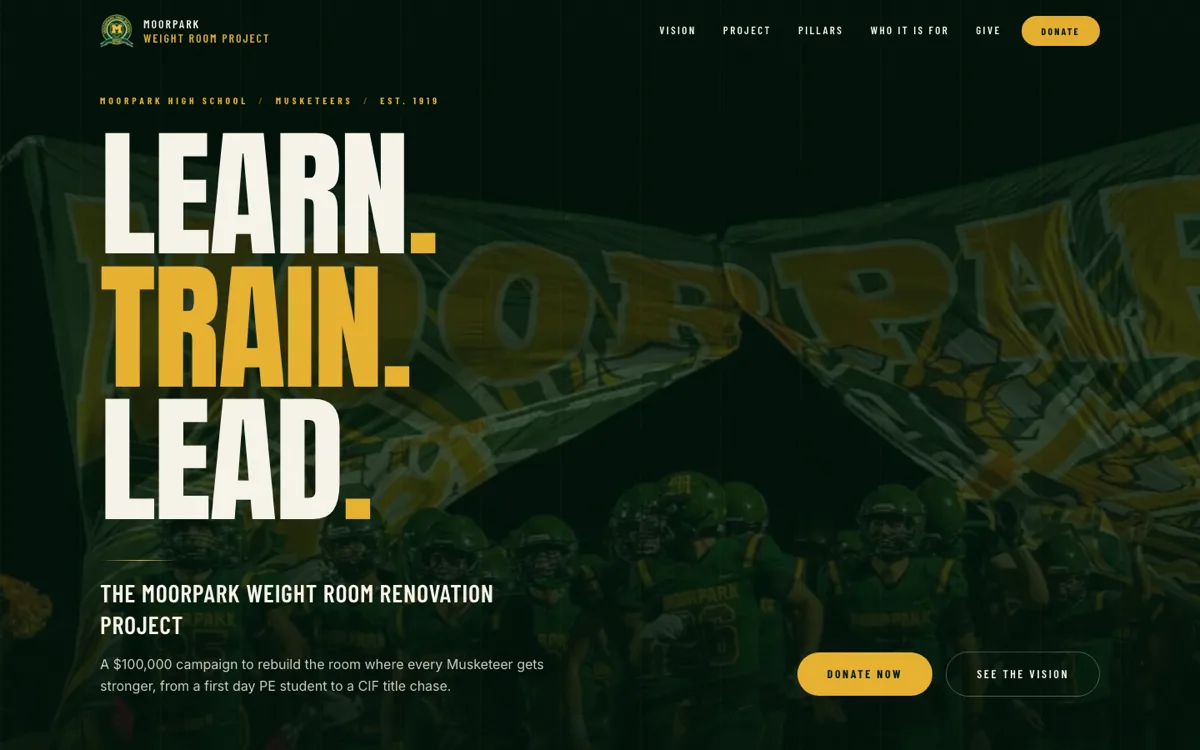 Moorpark Weight Room website by Landon Scales