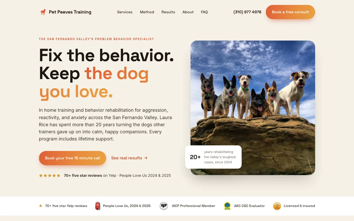 Pet Peeves Training website by Landon Scales