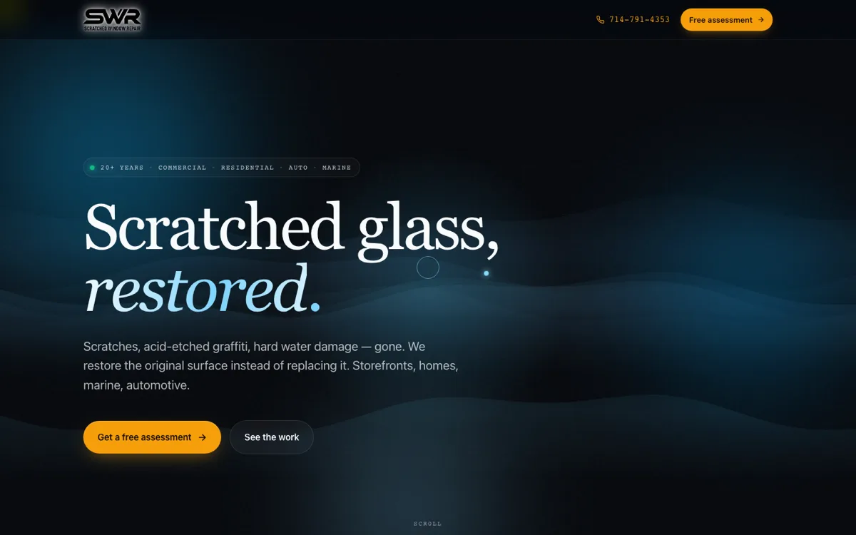 Scratched Window Repair website by Landon Scales